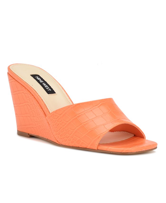 Nine West Women s Nesa Square Toe Slide on Wedge Dress Sandals