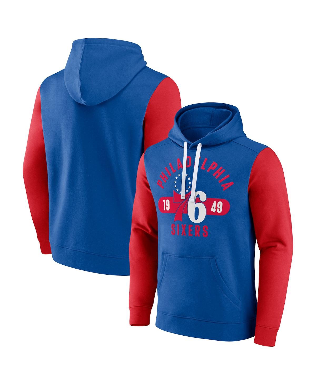 Shop Fanatics Men's  Royal, Red Philadelphia 76ers Big And Tall Bold Attack Pullover Hoodie In Royal,red