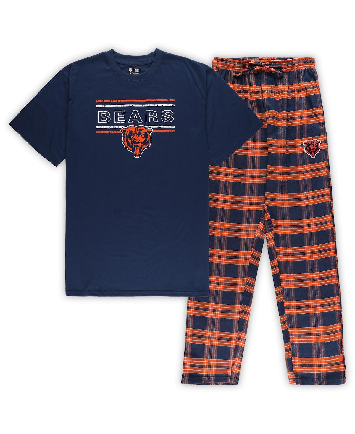 Shop Concepts Sport Men's  Navy, Orange Chicago Bears Big And Tall Flannel Sleep Set In Navy,orange