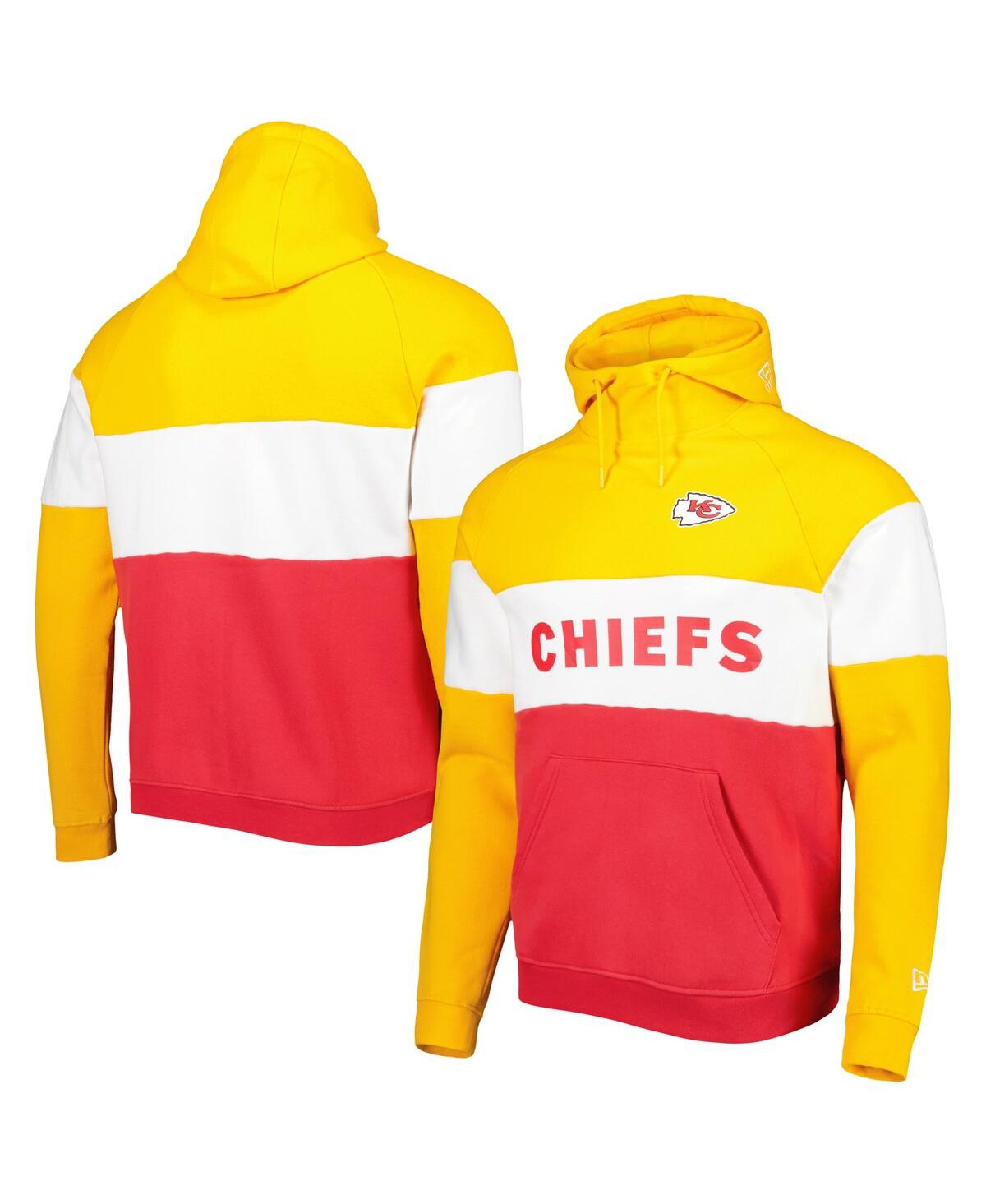 Men's New Era Gold Kansas City Chiefs Colorblock Current Pullover Hoodie - Gold