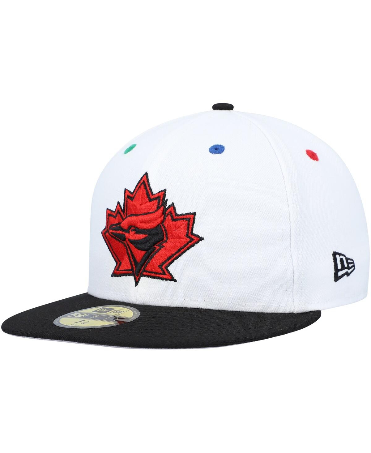 Shop New Era Men's  White, Black Toronto Blue Jays 25th Anniversary Primary Eye 59fifty Fitted Hat In White,black