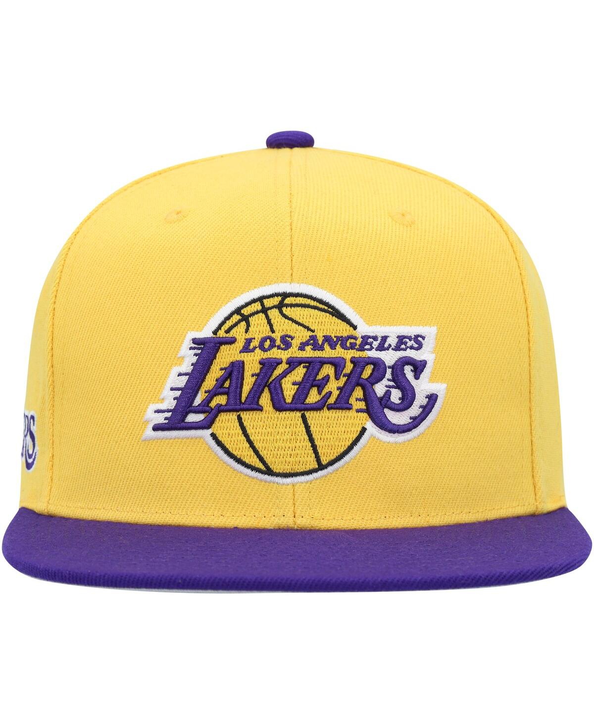 Men's Mitchell & Ness Gold, Purple Los Angeles Lakers Side Core 2.0 Snapback Hat