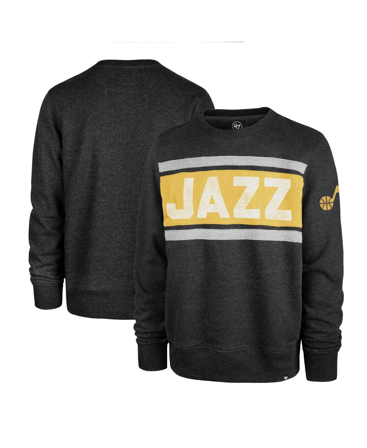 47 Brand Men's ' Heather Black Utah Jazz Tribeca Emerson Pullover Sweatshirt In Heathered Black