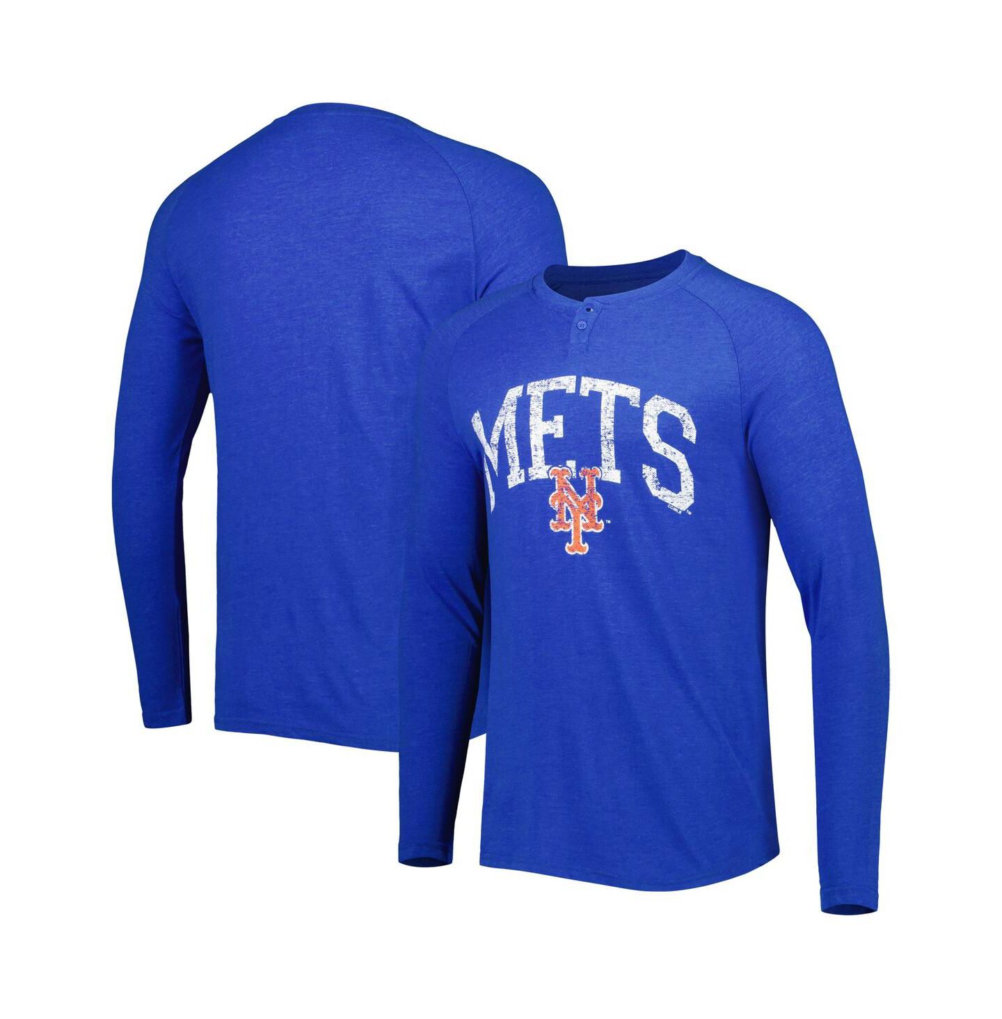 Мужская футболка Concepts Sport Royal New York Mets Inertia Raglan Long Sleeve Henley — фото 4