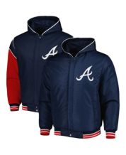 JH Design Men's Navy Atlanta Braves Reversible Fleece Full-Snap