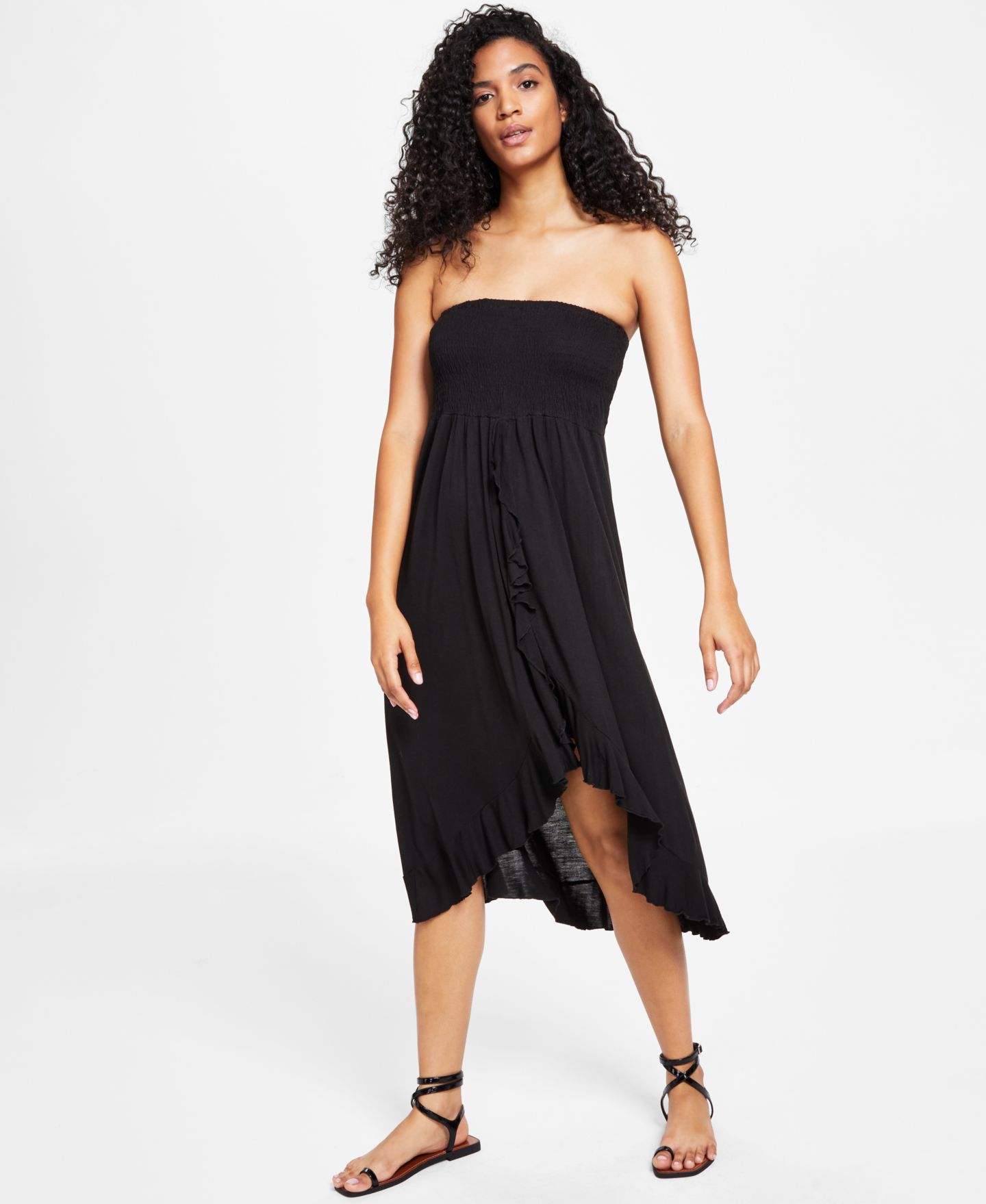 Женское платье Raviya Strapless High-Low Dress Cover-Up, цвет: Чёрный — фото 1