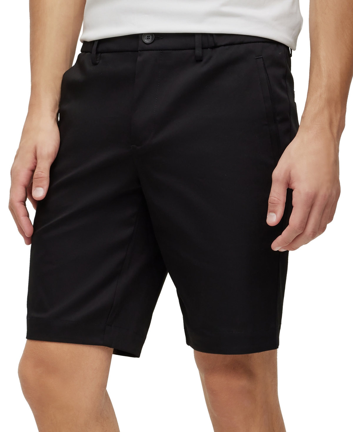 Shop Hugo Boss Boss By  Men's Slim-fit Shorts In An Cotton Blend In Black