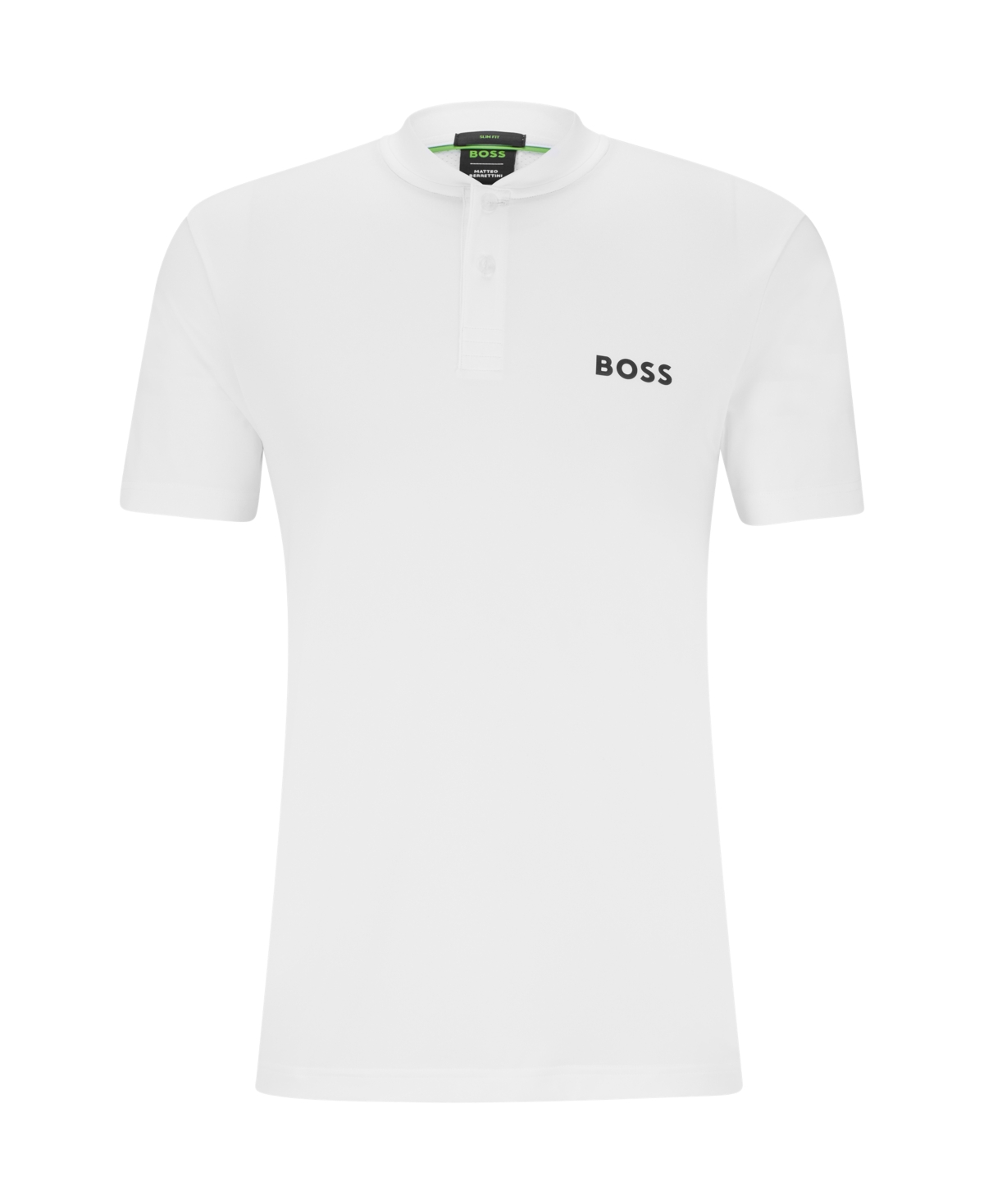 Shop Hugo Boss Boss By  Men's Boss By  X Matteo Berrettini Slim-fit Polo Shirt With Bomber-style  In White