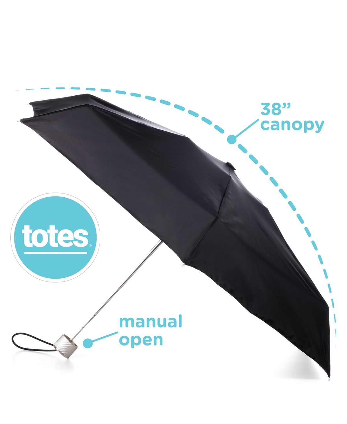 Shop Totes Water Repellent Mini Folding Umbrella In Black