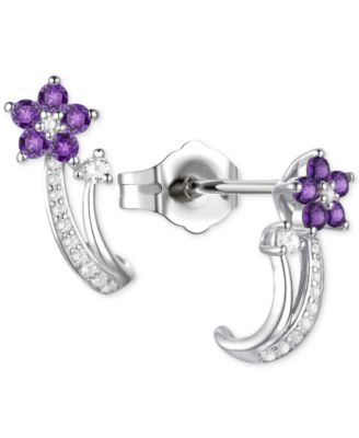 3-Pc. Set Amethyst (1 ct. t.w.) & Lab-Grown White Sapphire (3/8 ct. t.w.) Flower Pendant Necklace, Stud Earrings, & Ring in Sterling Silver (Also in Additional Gemstones)