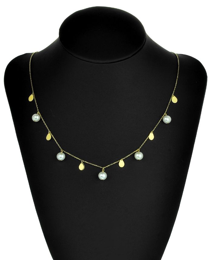 Fashion 18-20mm white coin shape genuine cultured freshwater pearl necklace 18'' | UK