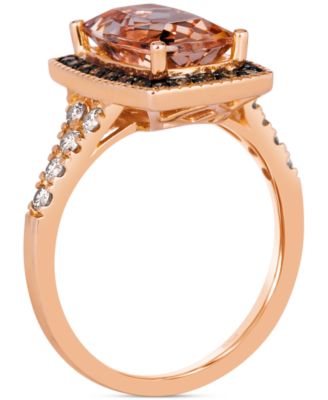 Peach Morganite (2-1/3 ct. t.w.) & Diamond (3/8 ct. t.w.) Halo Statement Ring in 14k Rose Gold