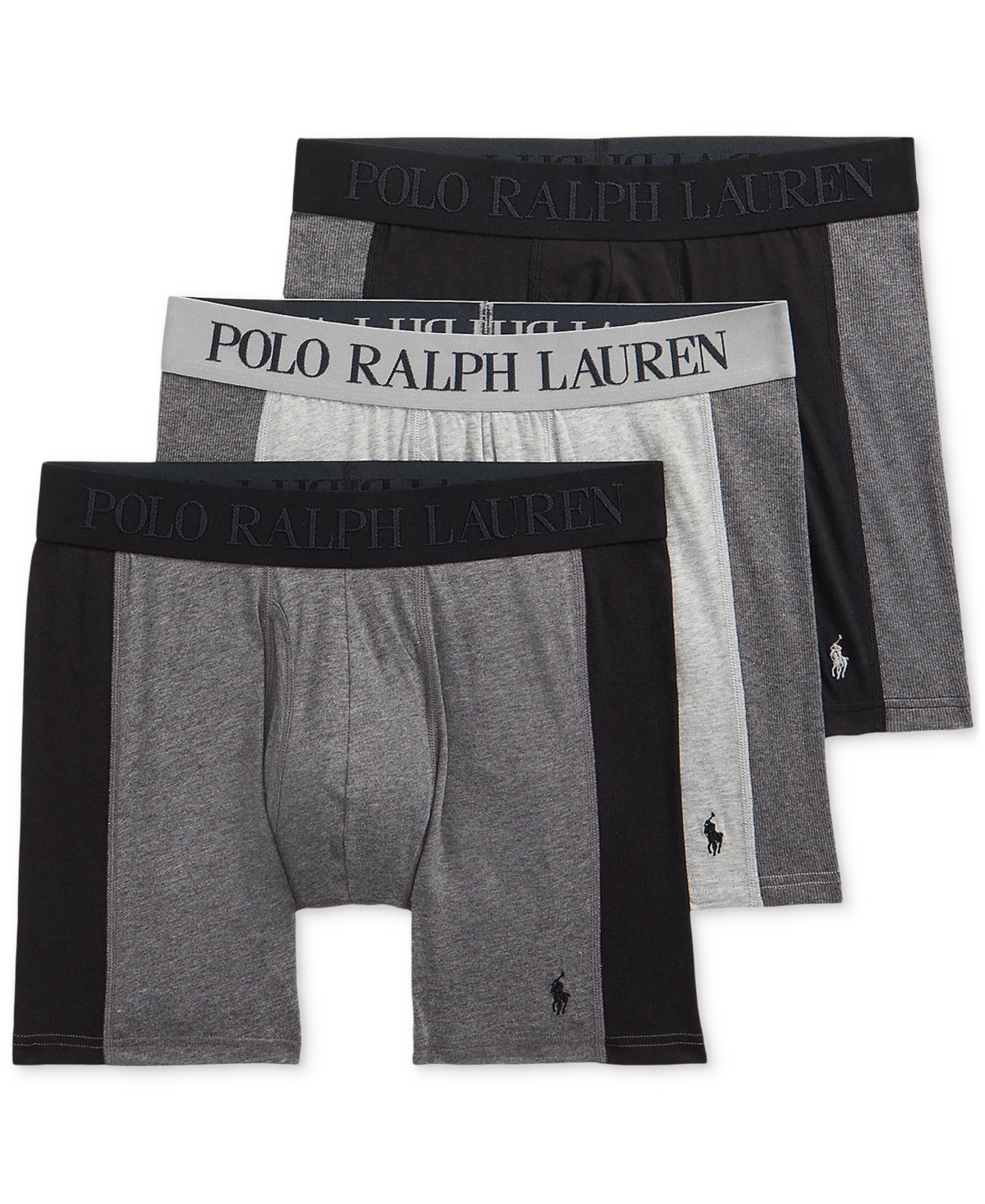 Polo Ralph Lauren Men's 3-pack 4d Flex Max Boxer Brief In Charcoal,andover,polo Black