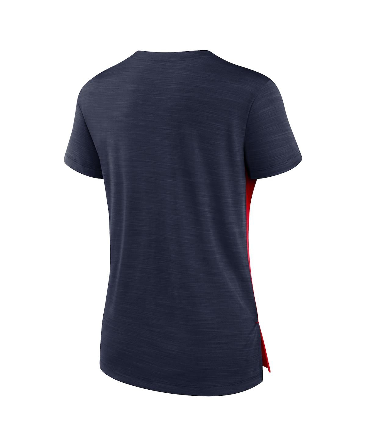 Shop Nike Women's  Red, Navy New England Patriots Impact Exceed Performance Notch Neck T-shirt In Red,navy