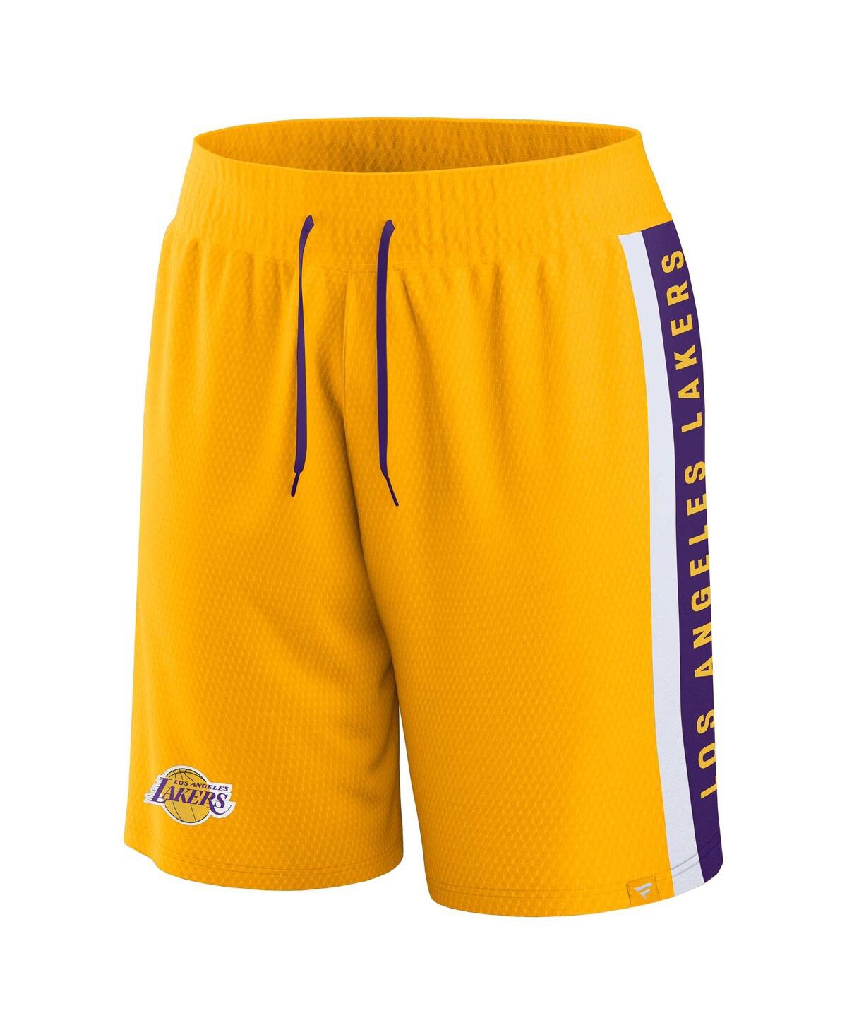 Shop Fanatics Men's  Gold Los Angeles Lakers Referee Iconic Mesh Shorts
