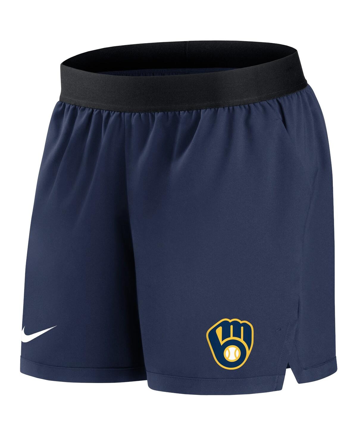 Shop Nike Women's  Navy Milwaukee Brewers Authentic Collection Flex Vent Max Performance Shorts