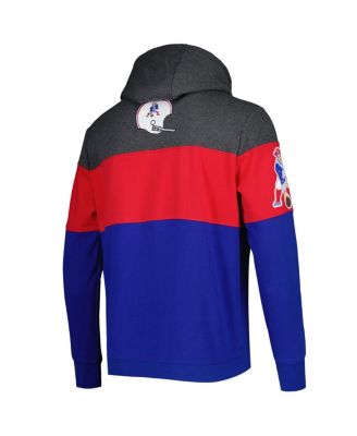 Men's Royal, Heather Charcoal New England Patriots Extreme Vintage-Like Logos Pullover Hoodie