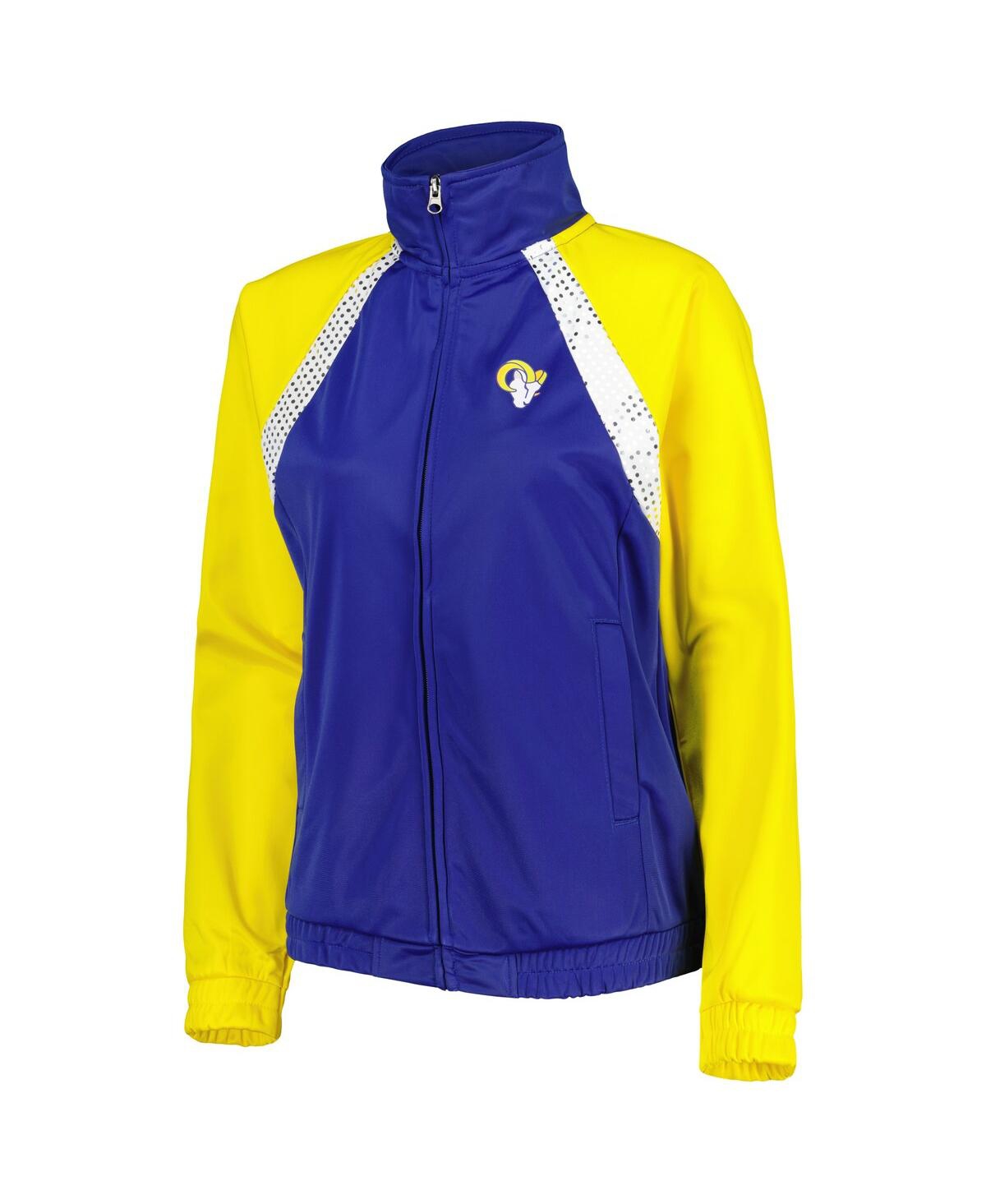 G-iii 4her By Carl Banks Women's  Royal, Gold Los Angeles Rams Confetti Raglan Full-zip Track Jacket In Royal,gold