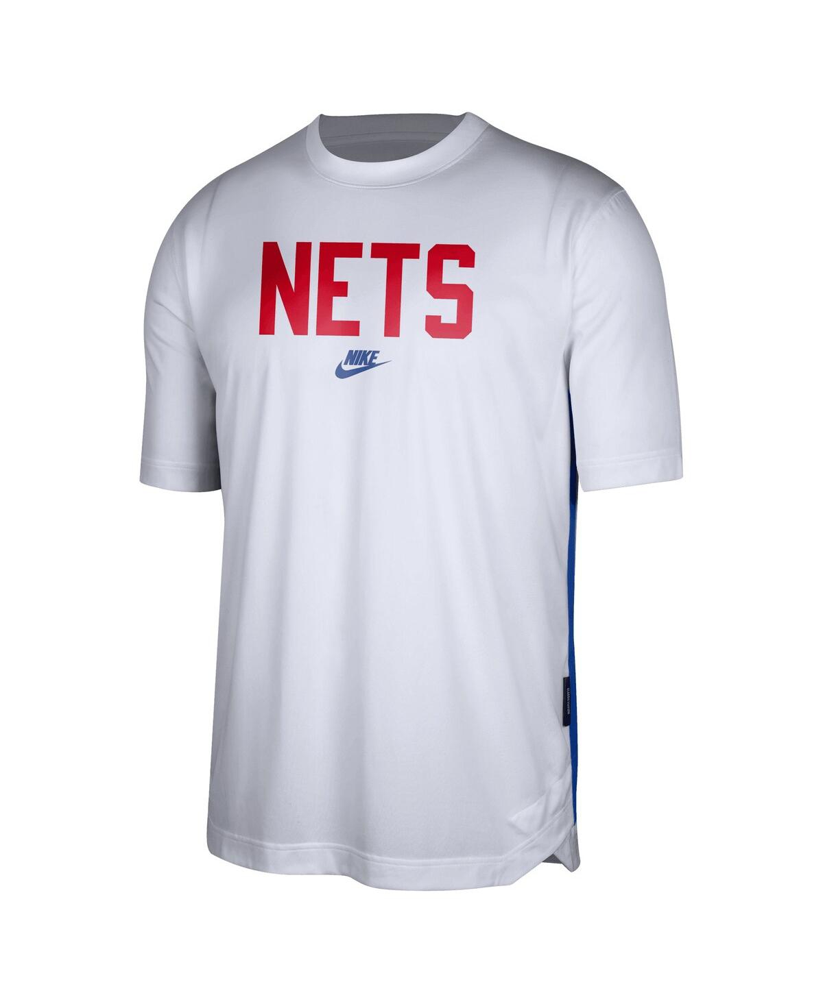Shop Nike Men's  White Brooklyn Nets Hardwood Classics Pregame Warmup Shooting Performance T-shirt