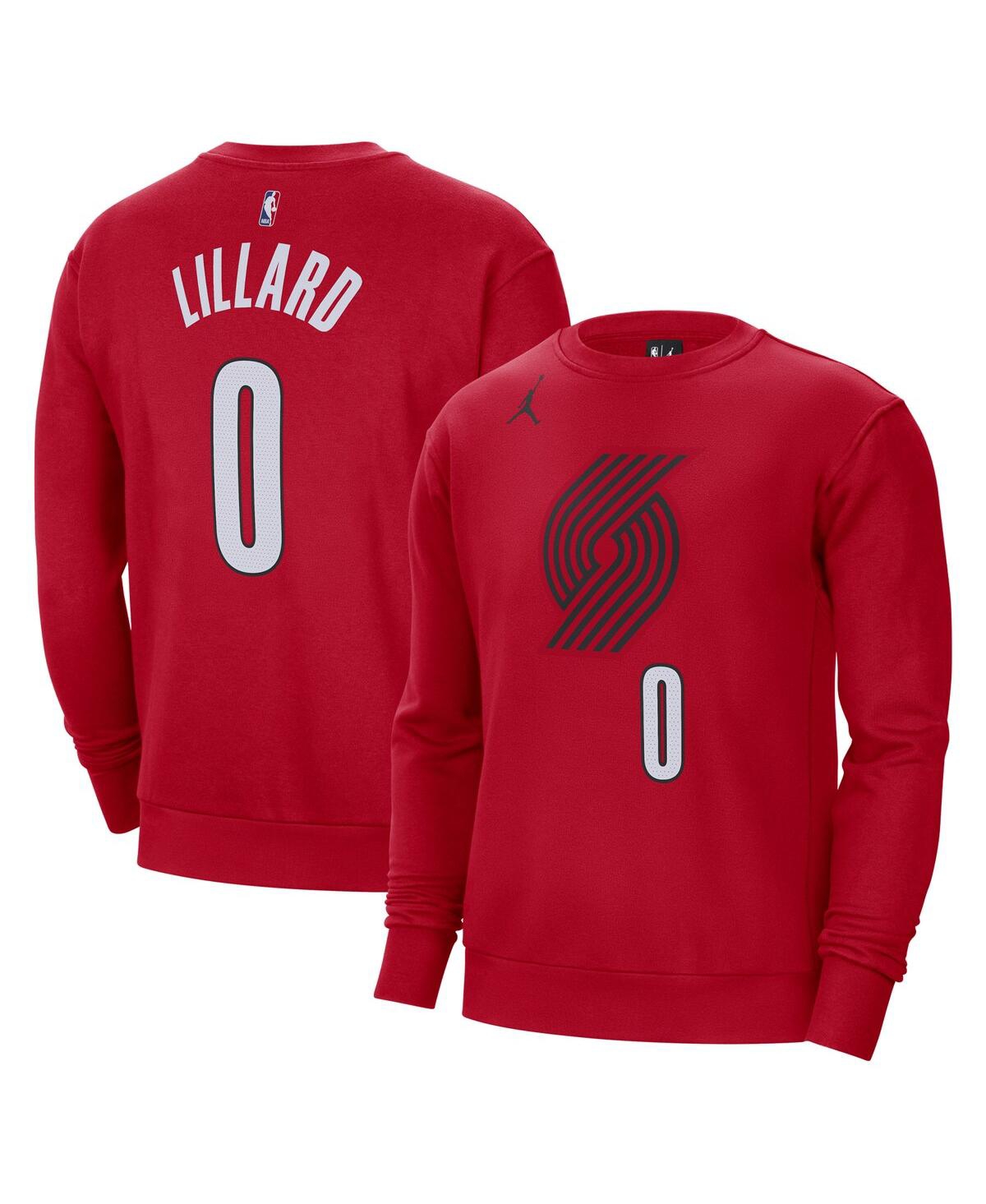 Jordan Men's  Damian Lillard Red Portland Trail Blazers Statement Name And Number Pullover Sweatshirt