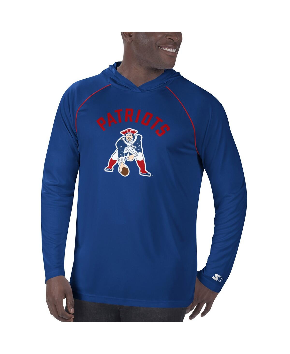 Shop Starter Men's  Navy New England Patriots Vintage-like Logo Raglan Hoodie T-shirt