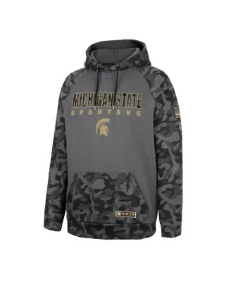 Men's Charcoal Michigan State Spartans OHT Military-Inspired Appreciation Camo Stack Raglan Pullover Hoodie