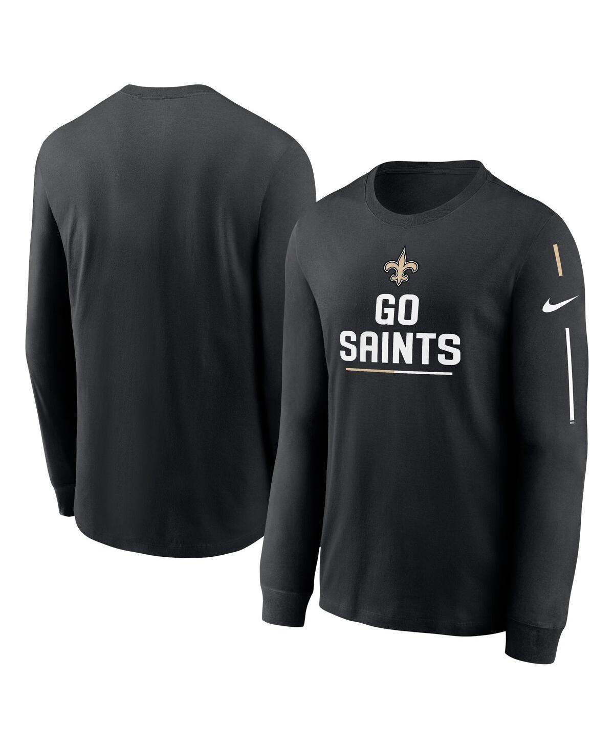 Shop Nike Men's  Black New Orleans Saints Team Slogan Long Sleeve T-shirt