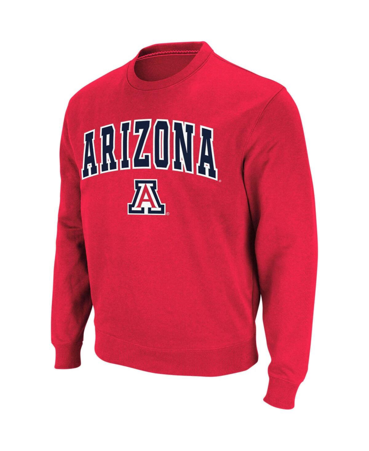 Colosseum Men's Arizona Wildcats Arch And Logo Crew Neck Sweatshirt In Red