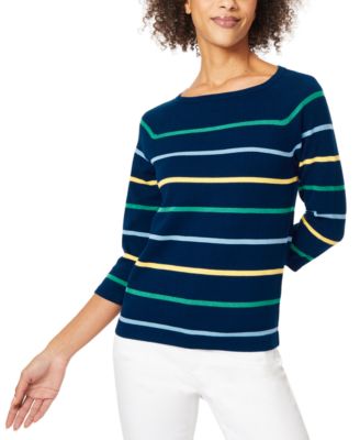 Jones New York - Women's Striped Boat-Neck Sweater