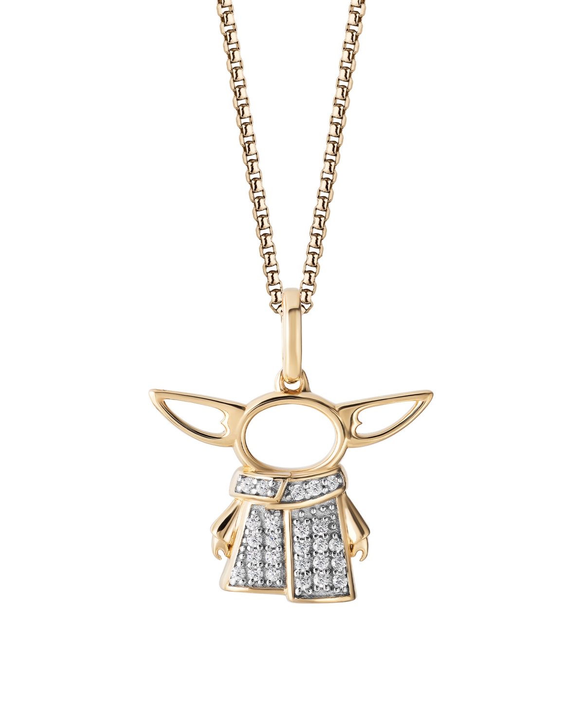 Star Wars Grogu Diamonds Pendant Necklace (1/10 Ct. T.w.) In 10k Yellow Gold And White Gold