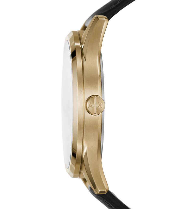 A|X Armani Exchange Men's Multifunction Black Leather Strap Watch, 42mm ...