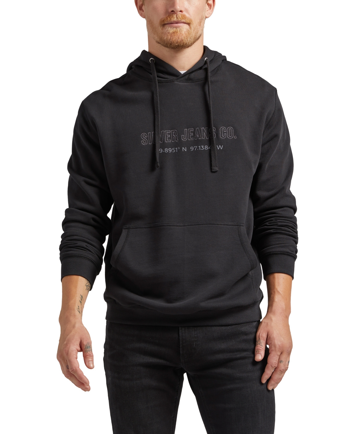 Silver Jeans Co. Men's Logo Hoodie Sweatshirt In Black