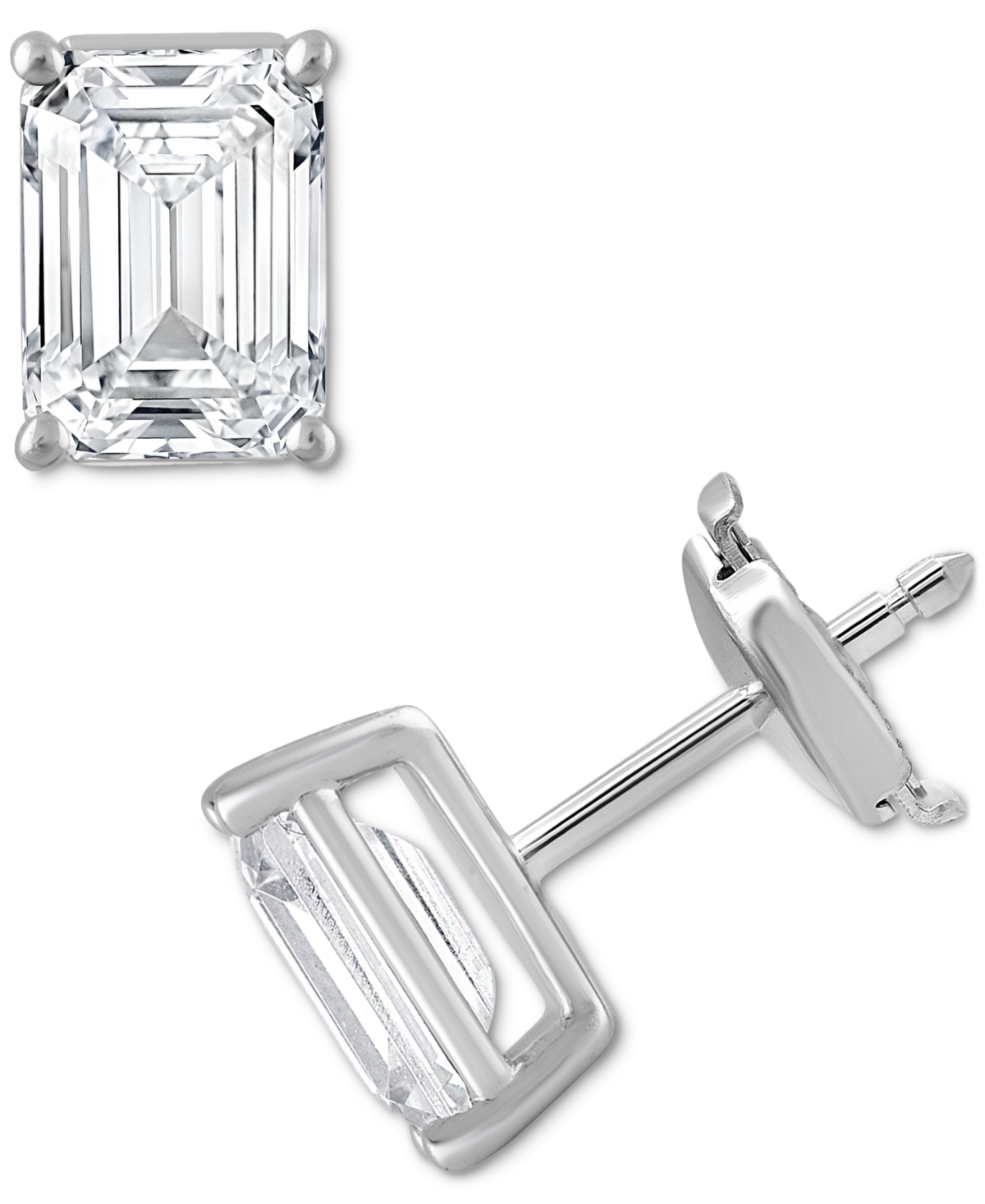 Badgley Mischka Certified Lab Grown Diamond Emerald-cut Stud Earrings (4 Ct. T.w.) In 14k Gold In White Gold