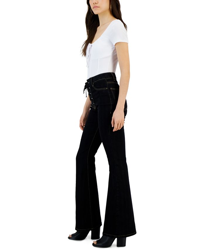 Tinseltown Juniors' HighRise LaceUp Flared Jeans Macy's