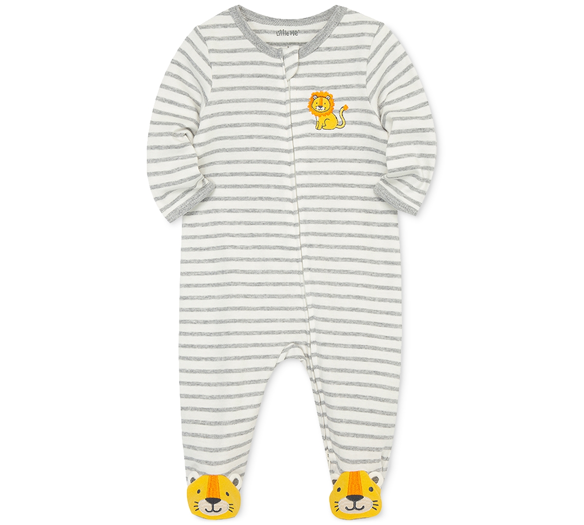 Little Me Baby Boys Long Sleeved Striped Lion Footed Coverall