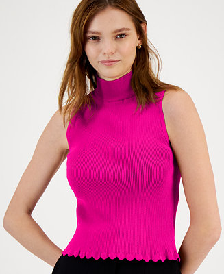 Bar III Women's Mock-Neck Sleeveless Sweater Top, Created for Macy's ...