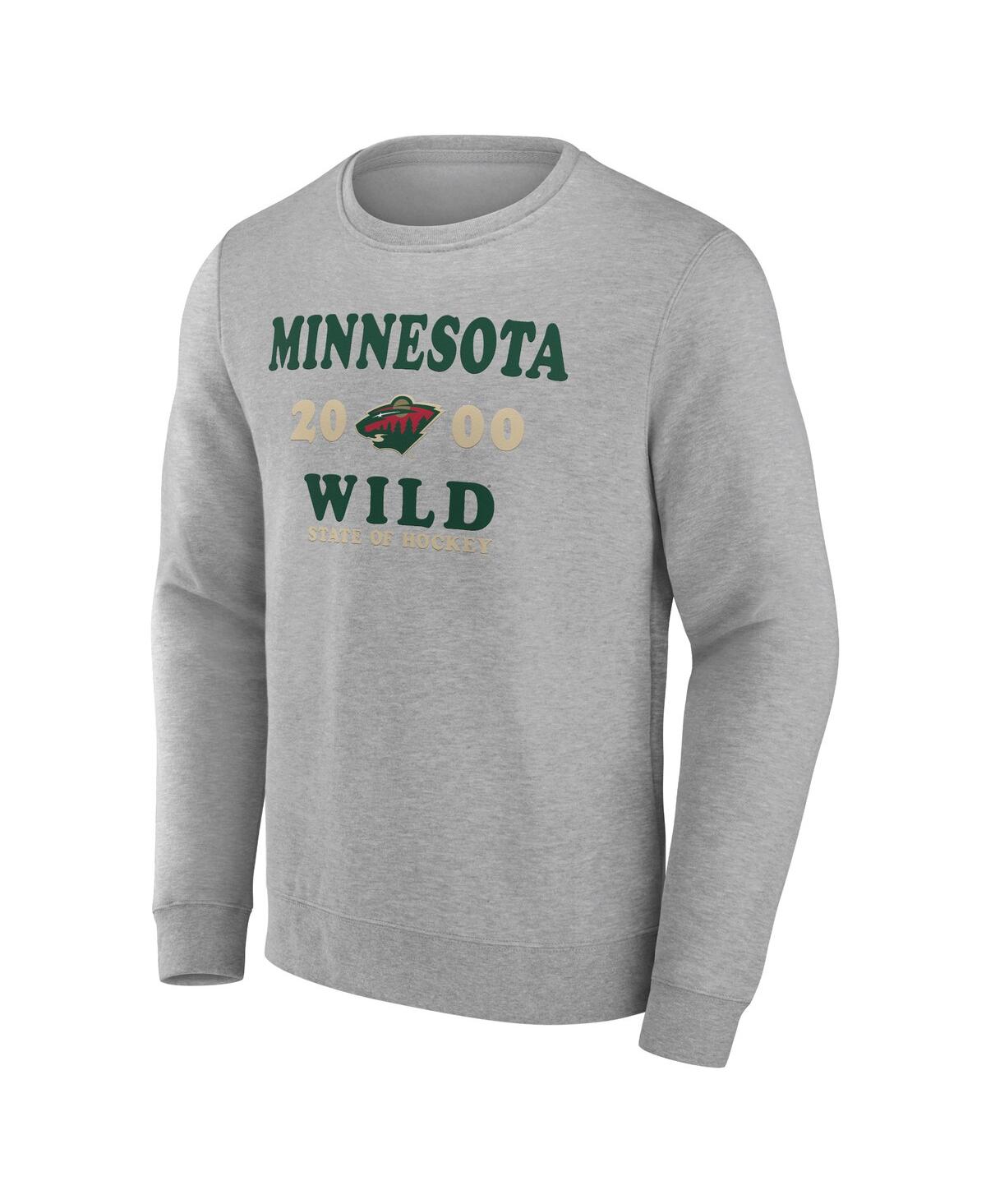 Shop Fanatics Men's  Heather Charcoal Minnesota Wild Fierce Competitor Pullover Sweatshirt