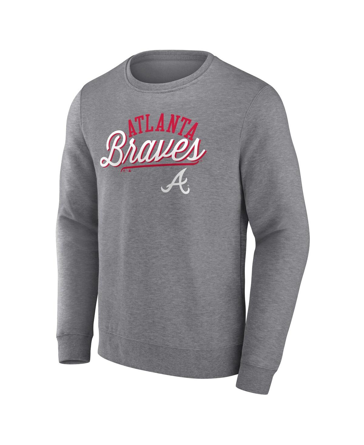 Shop Fanatics Men's  Heather Gray Atlanta Braves Simplicity Pullover Sweatshirt