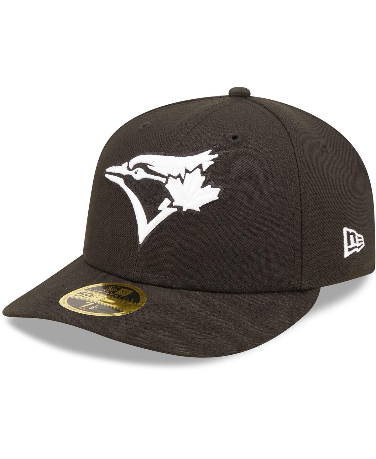 New Era Men's  Toronto Blue Jays Black, White Low Profile 59fifty Fitted Hat In Black