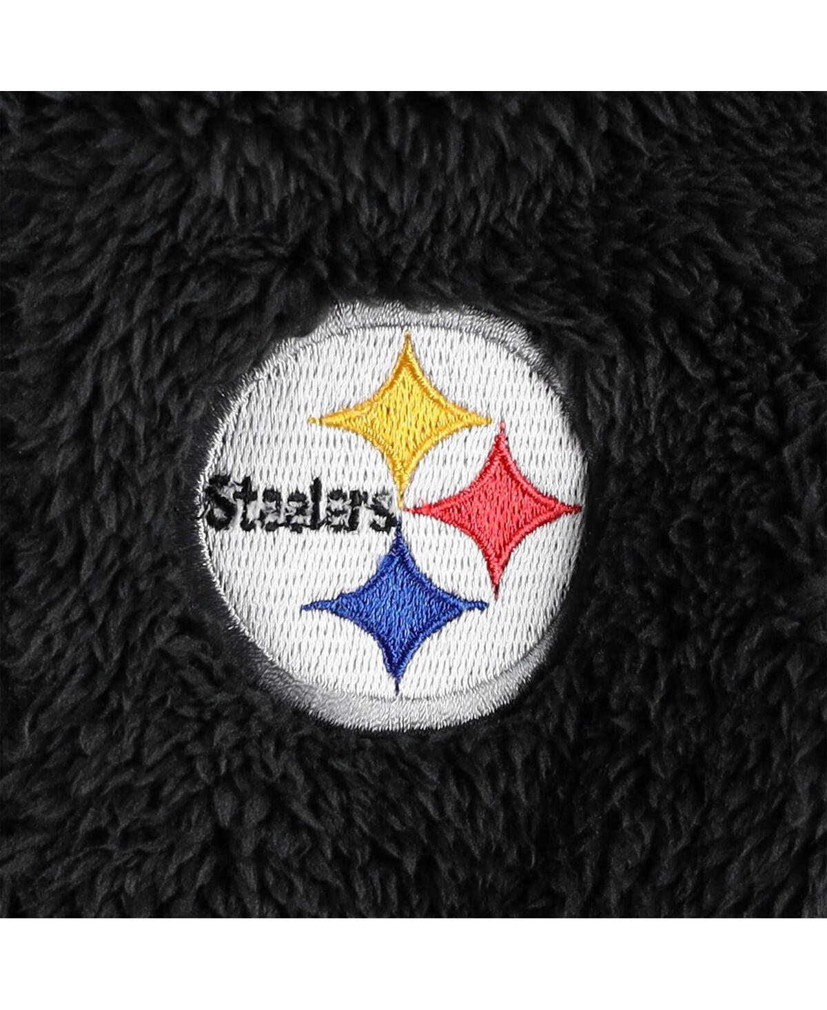 Outerstuff Newborn Infant Boys And Girls Black, Gray Pittsburgh Steelers Game Nap Teddy Fleece Bunting Full-zip In Black,gray