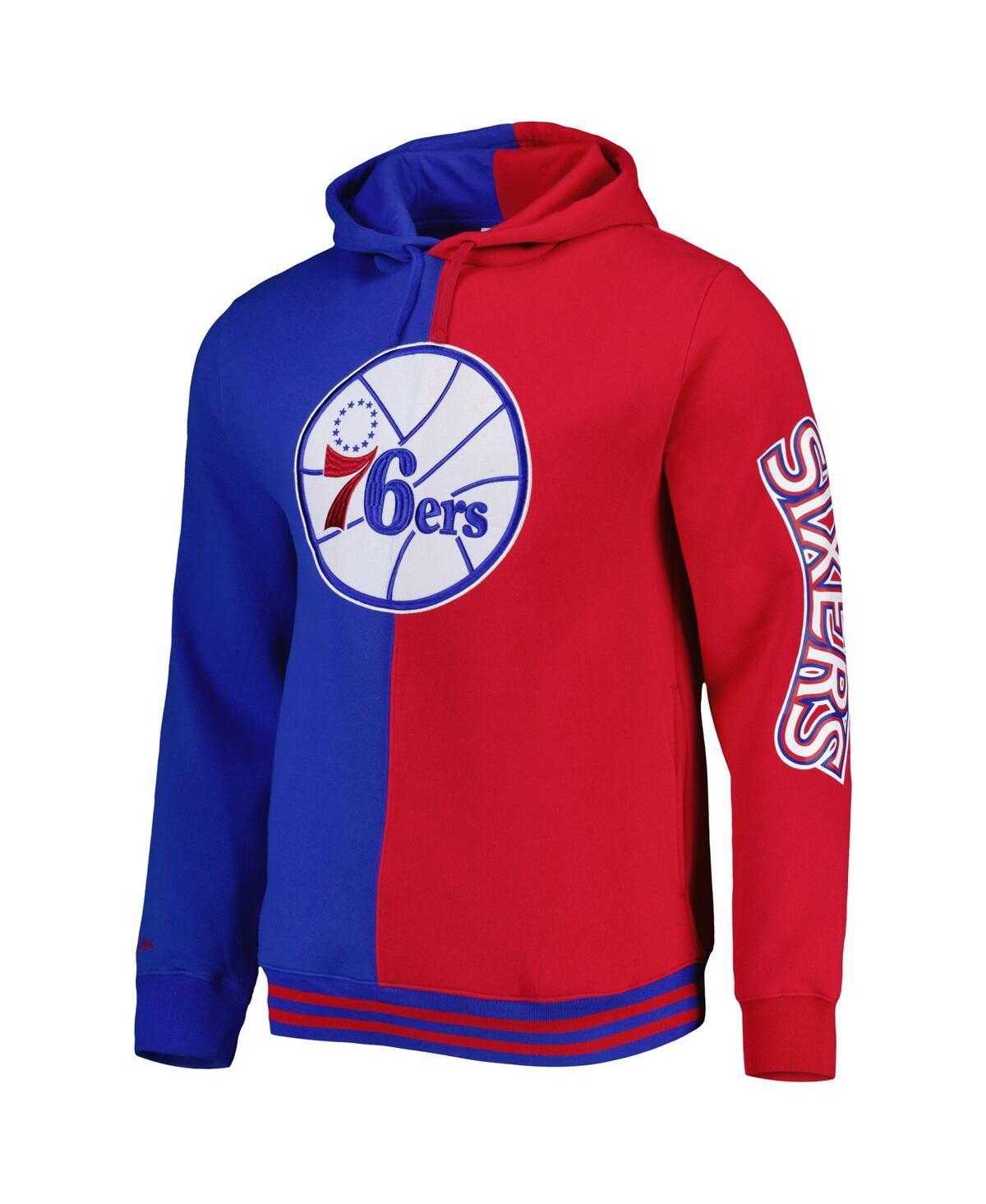 Mitchell & Ness Men's  Royal, Red Philadelphia 76ers Hardwood Classics Split Pullover Hoodie In Royal,red