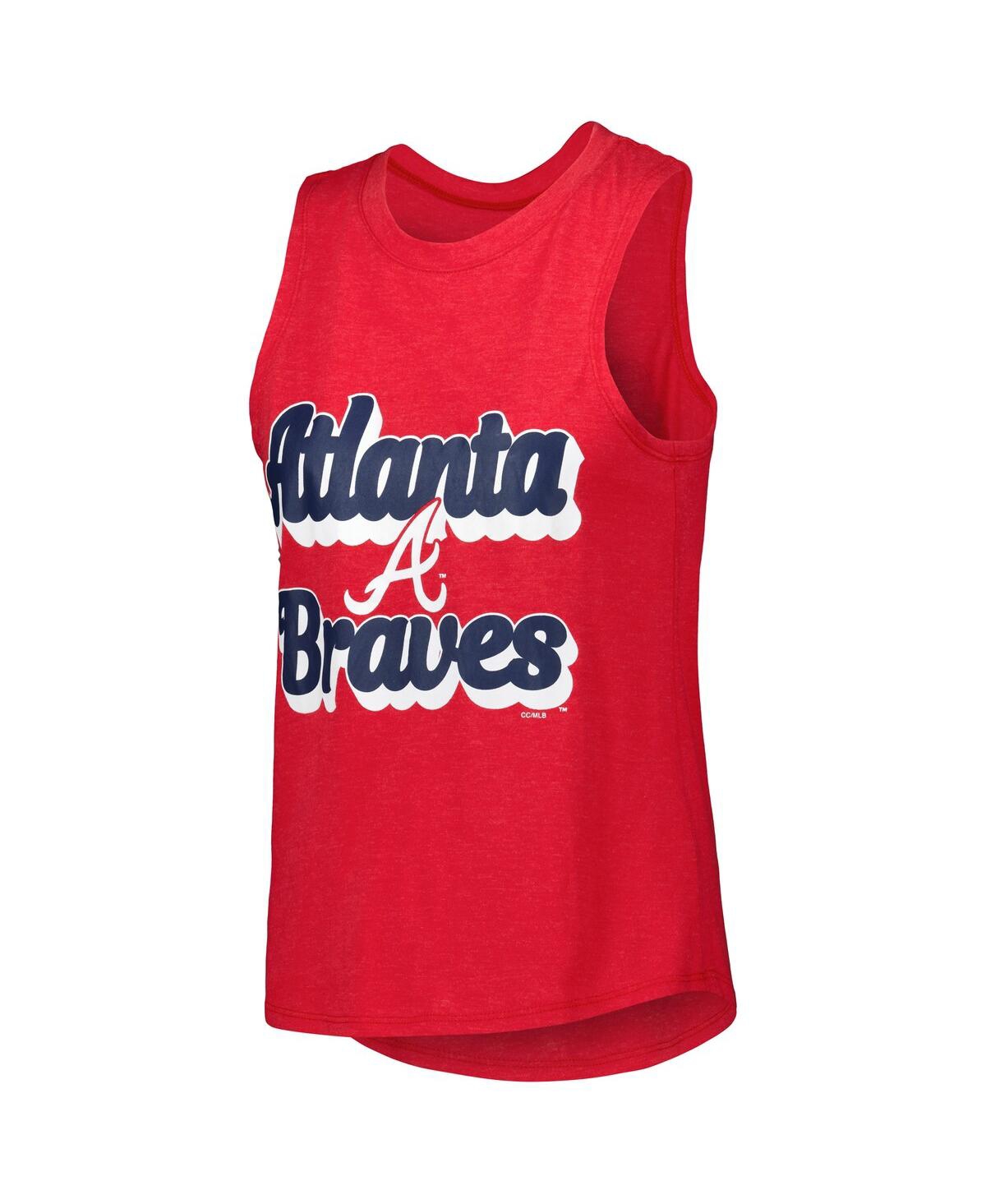 CONCEPTS SPORT WOMEN'S NAVY, RED ATLANTA BRAVES WORDMARK METER MUSCLE TANK TOP AND PANTS SLEEP SET 