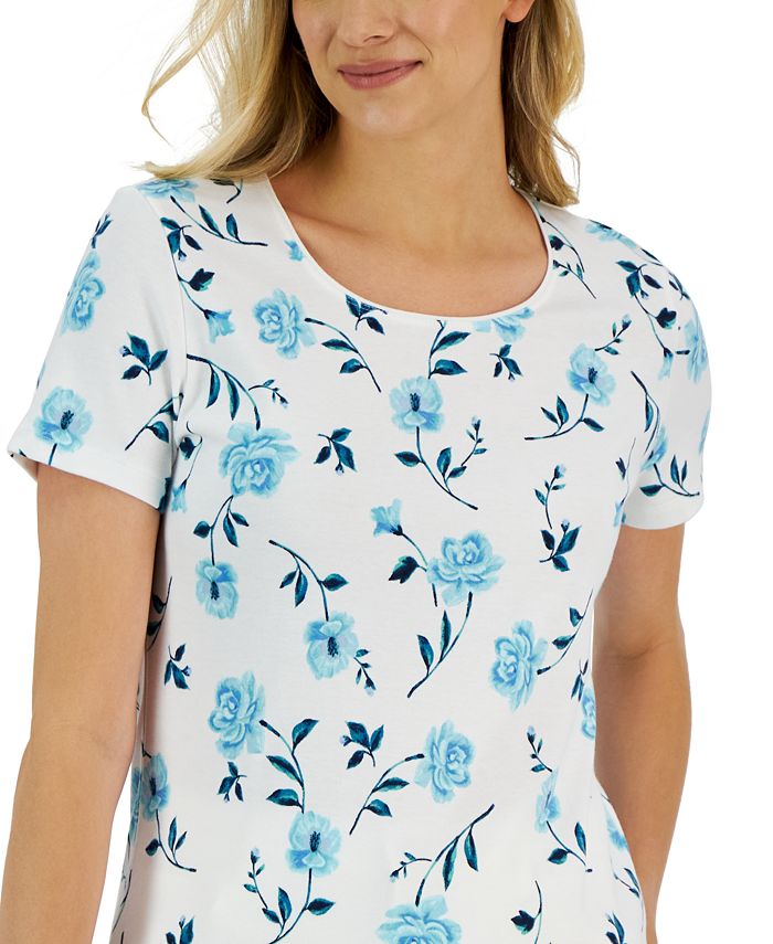 Karen Scott Petite Floral-Print A-Line Skort, Created for Macy's - Macy's