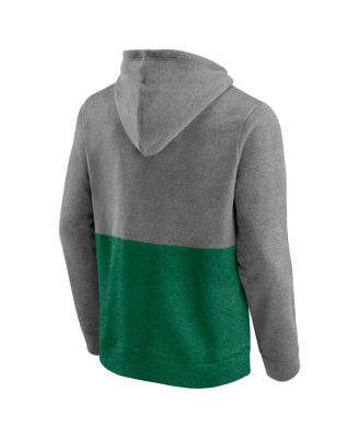 Men's Heathered Gray and Kelly Green Minnesota North Stars Block Party Classic Arch Signature Pullover Hoodie
