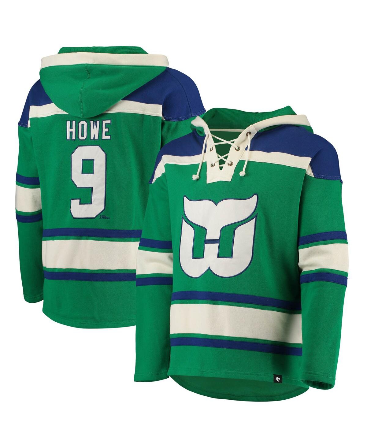 47 Brand Men's ' Gordie Howe Green Hartford Whalers Retired Player Name And Number Lacer Pullover Hoo