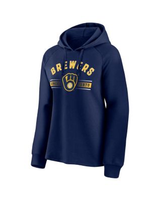 Women's Navy Milwaukee Brewers Perfect Play Raglan Pullover Hoodie