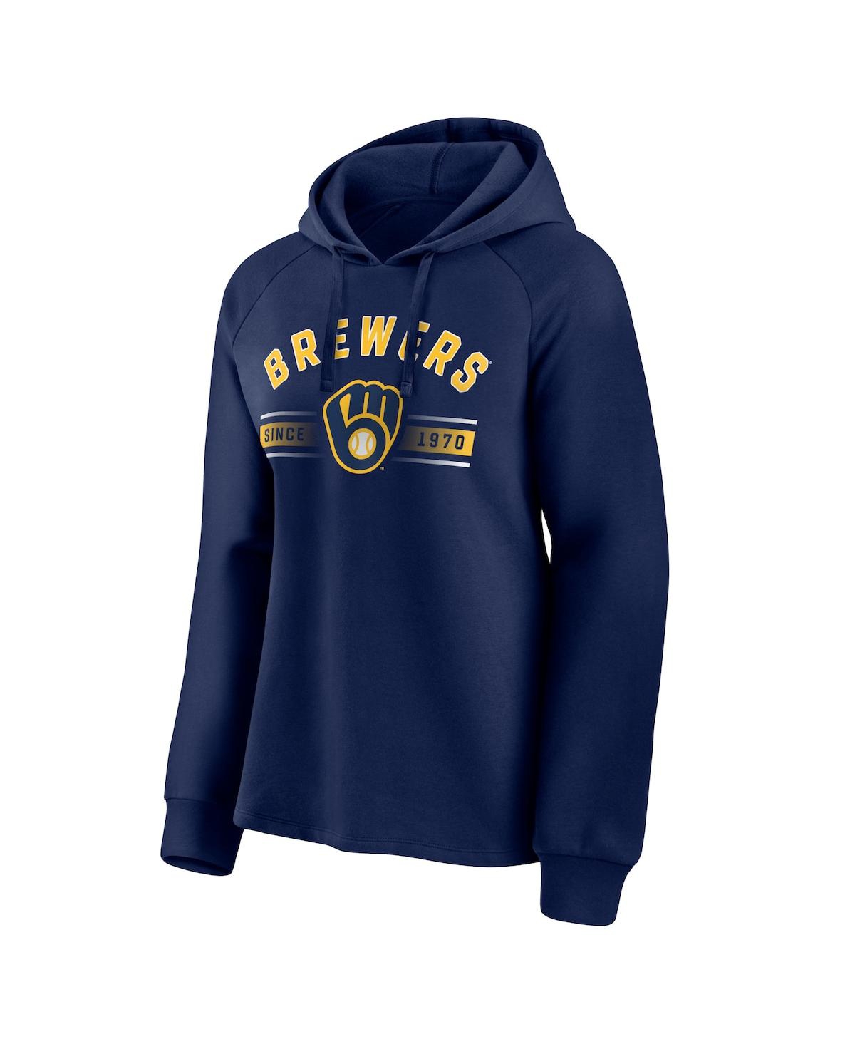 Fanatics Branded Navy Milwaukee Brewers Perfect Play Raglan Pullover Hoodie In Navy