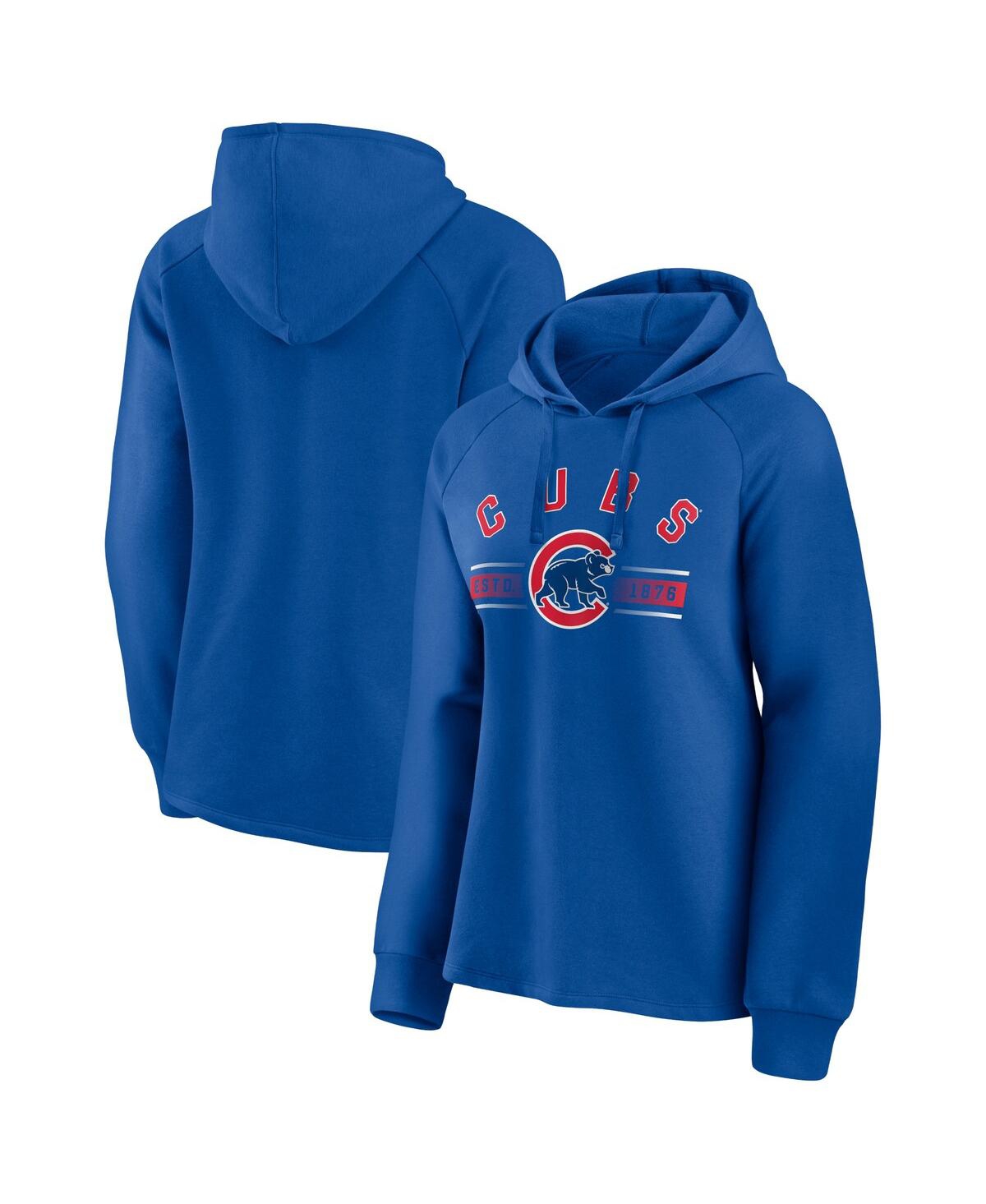 Women's FanaticsChicago Cubs Perfect Play Raglan Pullover Hoodie - Royal