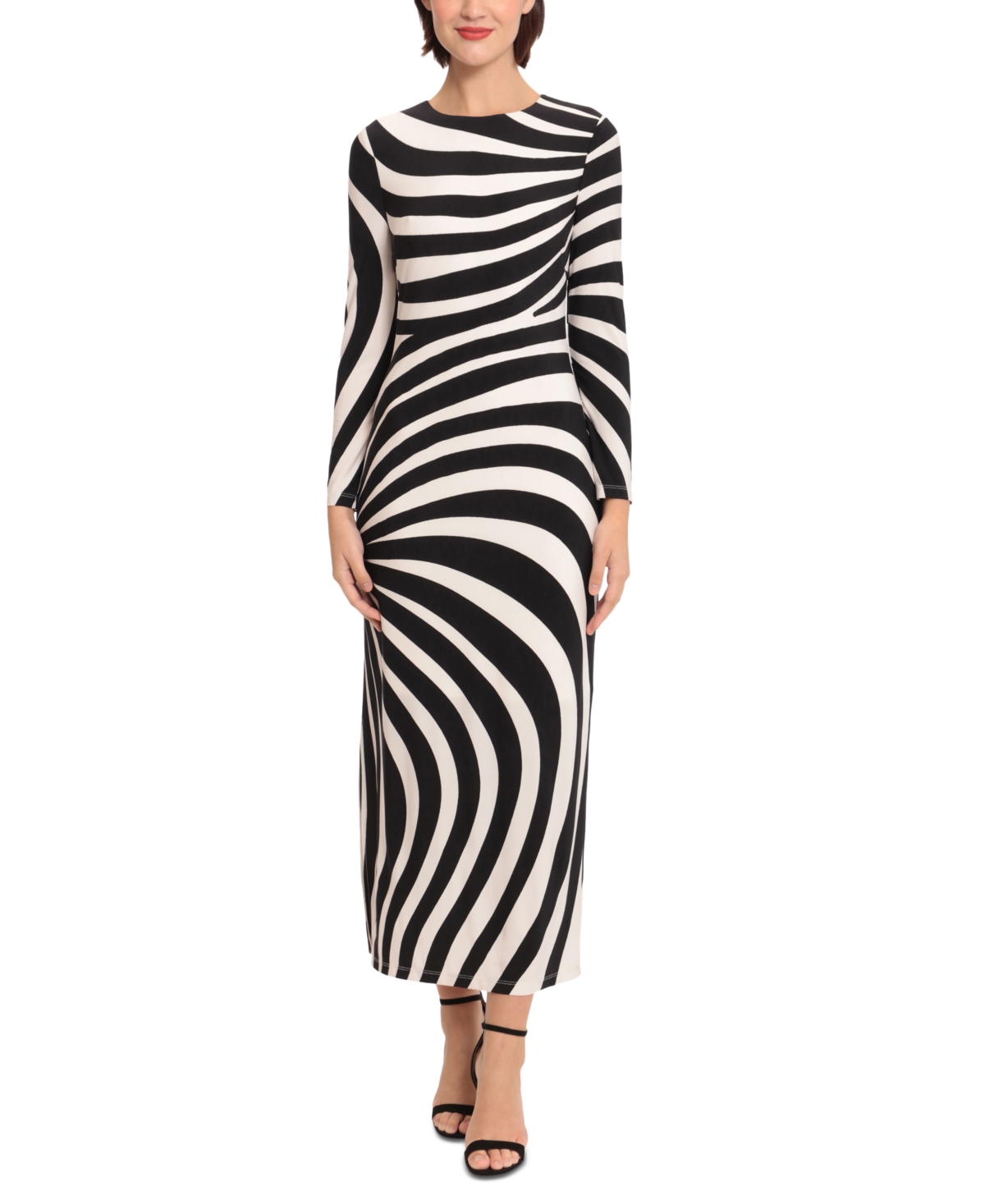 Donna Morgan Women's Printed Long-Sleeve Maxi Dress