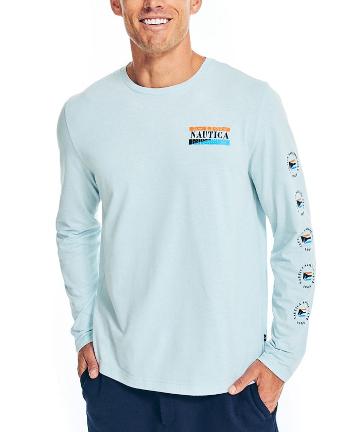Nautica Mens Jeans Co. Sustainably Crafted Graphic Long-Sleeve T